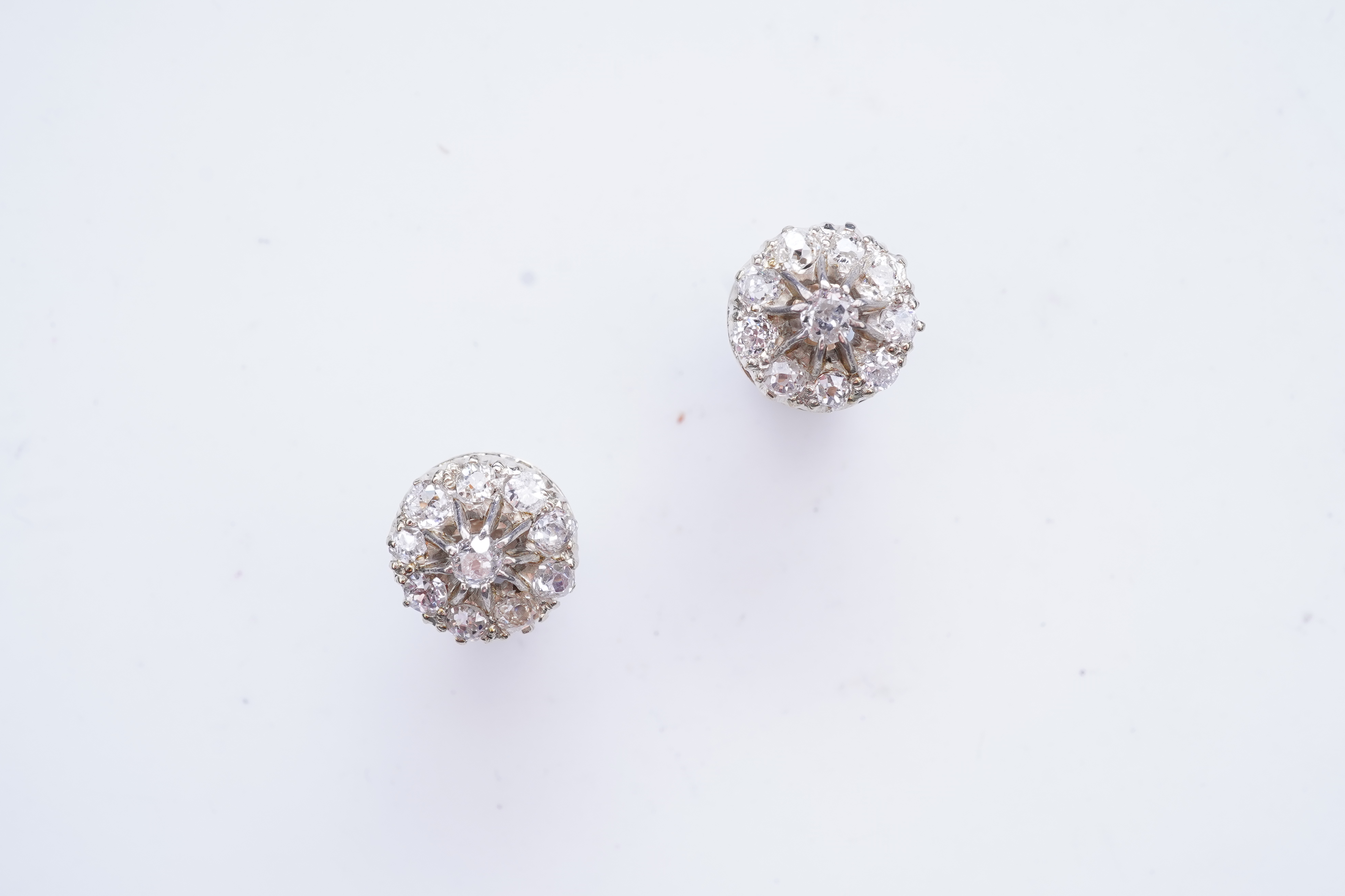 A pair of diamond earrings, early 20th century
